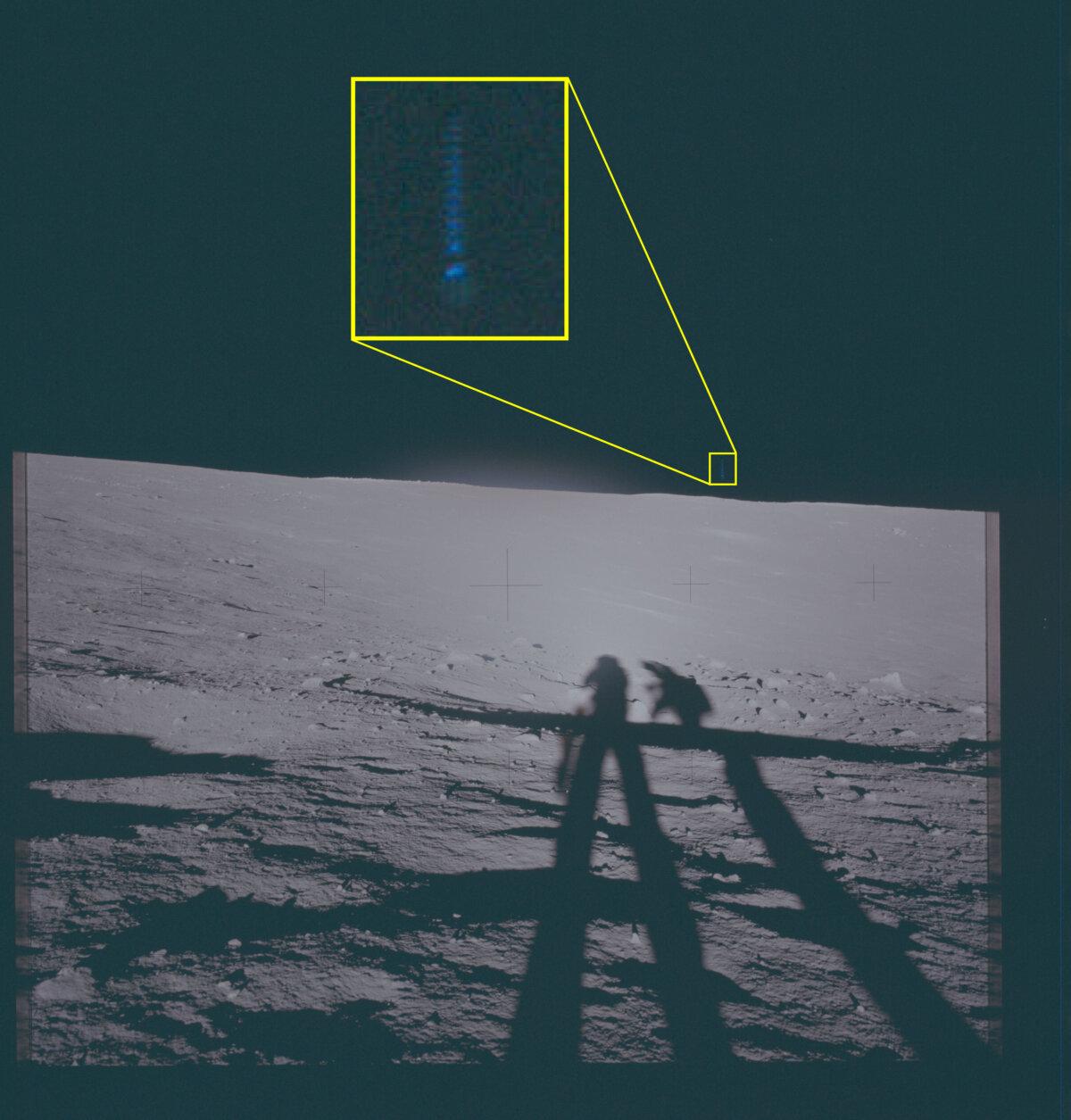 This archival photograph, released on May 8, 2026, was “modified from its original state” by NASA to assist viewers in “identifying specific areas of interest.” The image was taken during the Apollo 12 mission in 1969. (NASA)