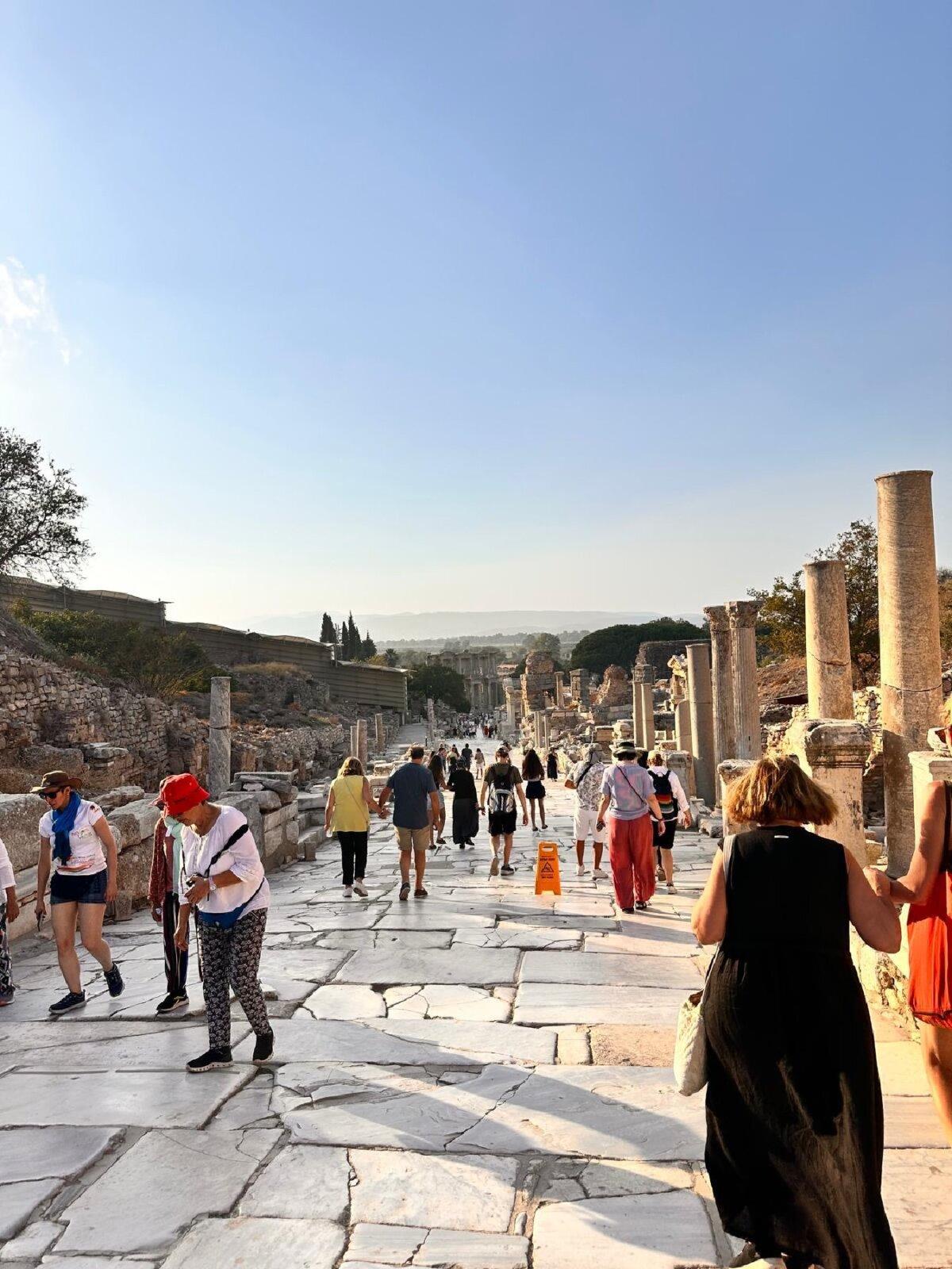 The Marble Road of Ephesus is the main thoroughfare of this once Greek, then Roman city in Turkey. (Georgeanne Brennan)