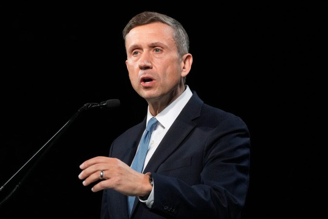 FILE - Ken Martin speaks at the 2026 California Democratic Party State Convention in San Francisco, Feb. 21, 2026. (AP Photo/Jeff Chiu, File)