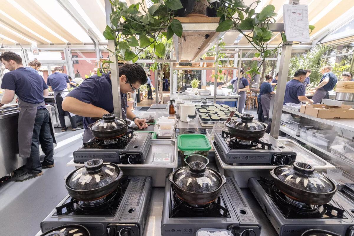 The Noma LA chefs inside the greenhouse kitchen at Silver Lake’s Paramour Estate.<br/>(Myung J. Chun/Los Angeles Times/TNS)
