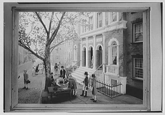 Brokers met under a buttonwood tree and made an agreement that became the foundation for the New York Stock Exchange. Buttonwood diorama at the Museum of the City of New York. Library of Congress. (Public Domain)