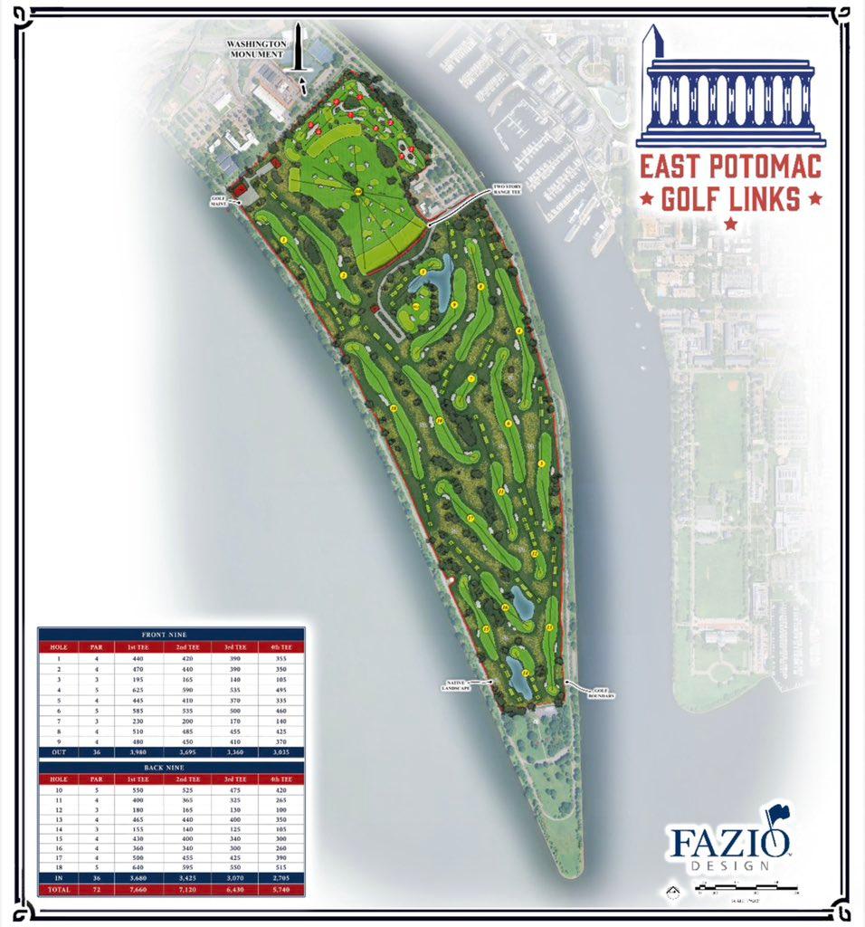 A rendering of the renovation of East Potomac Golf Links in Washington, D.C. (Doug Burgum/U.S. Department of Interior via X)