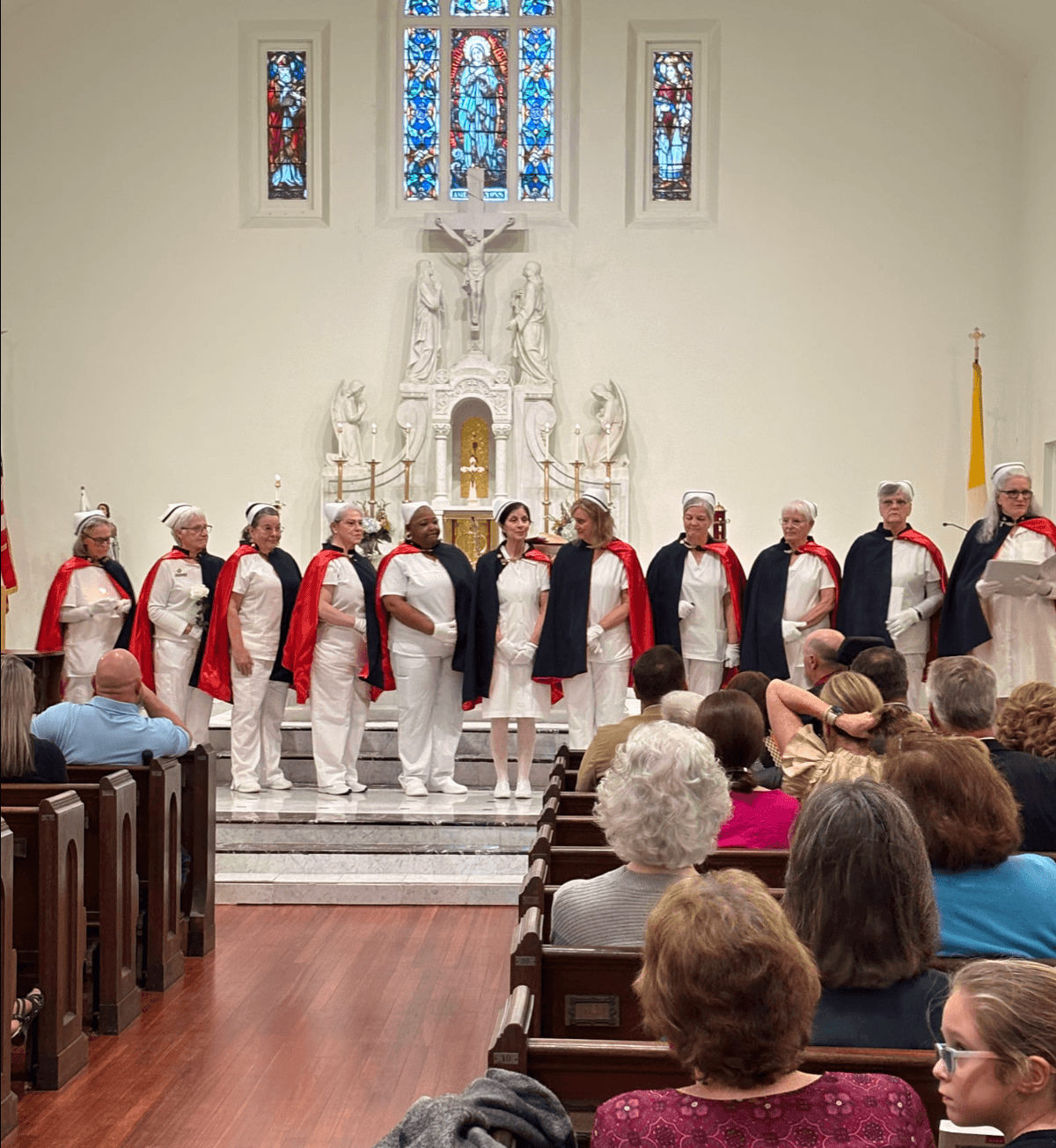 The Nurses Honor Guard pays respect to nurses at their funerals, giving them the Nightingale Tribute. (credit)
