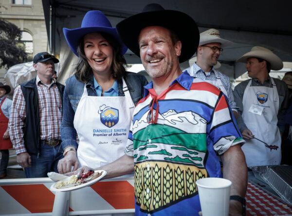 Alberta Premier Danielle Smith meets supporters at the annual Premier's Stampede breakfast in Calgary, Alta., on July 8, 2024. (The Canadian Press/Jeff McIntosh)