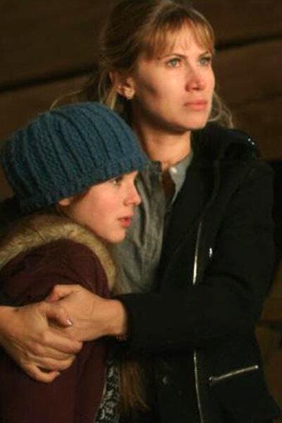 Shelly (Alexa Nisenson, L) is comforted by Caroline Crowley (Vail Bloom), in “Orphan Horse.” (GJW+)