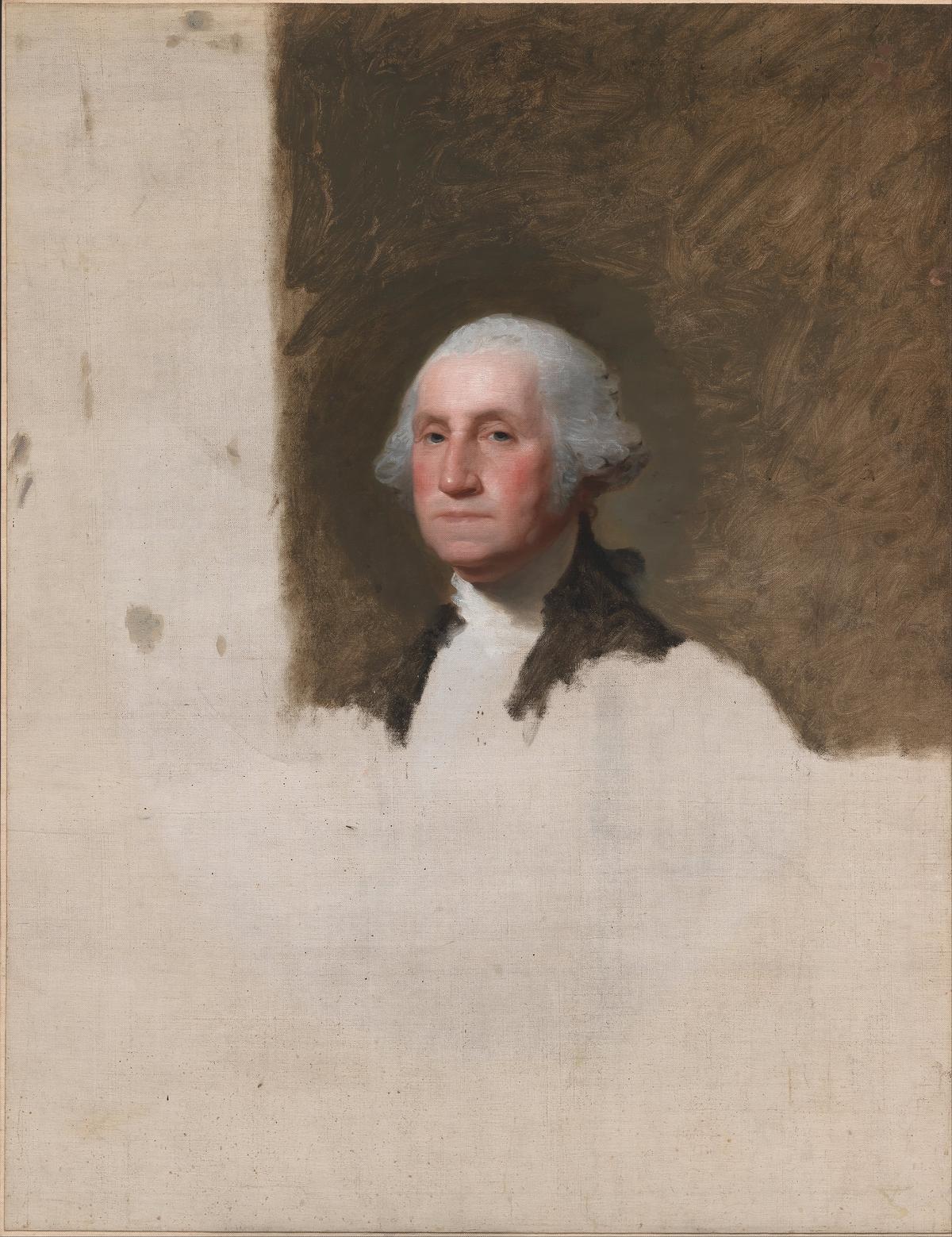 "George Washington (The Athenaeum Portrait)," 1796, by Gilbert Stuart. Oil on canvas; 48 inches by 37 inches. National Portrait Gallery, Washington. (Public Domain)