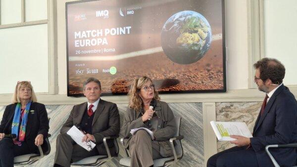 Economist Maria Rosaria Marino during a TV show in Italy. (Courtesy Maria Rosaria Marino)