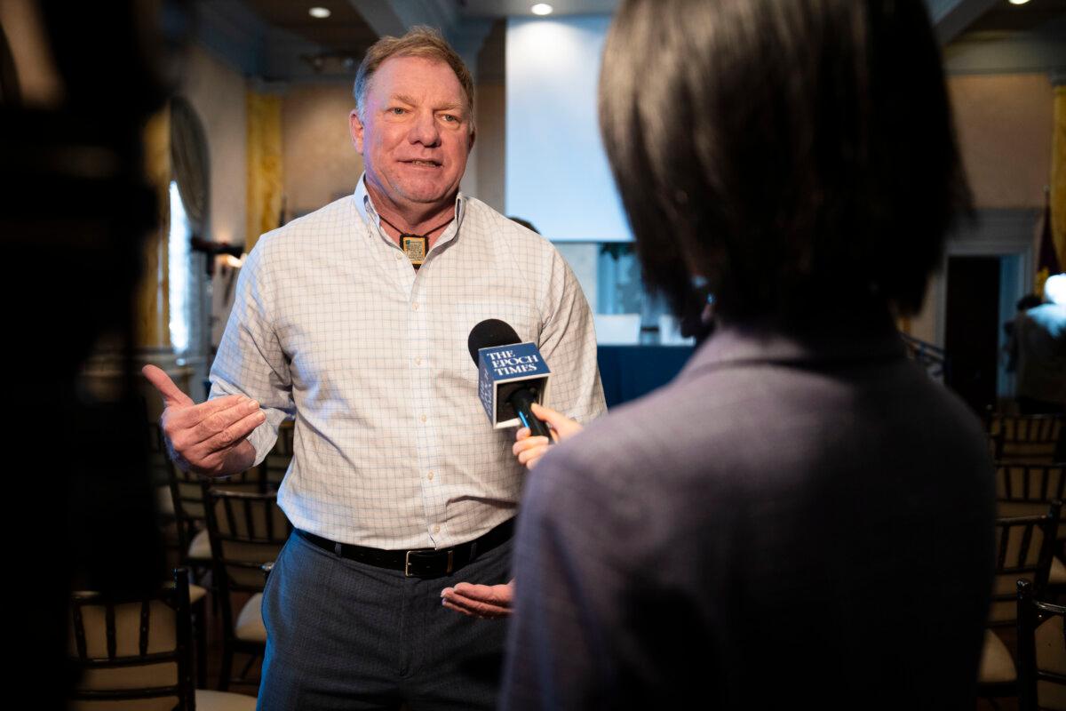 Jason Jones, American film producer and human rights activist, after watching the screening of the documentary “Silent Harvest: The Courage to Speak Up,” in Washington on May 16, 2026. (Madalina Kilroy/The Epoch Times)