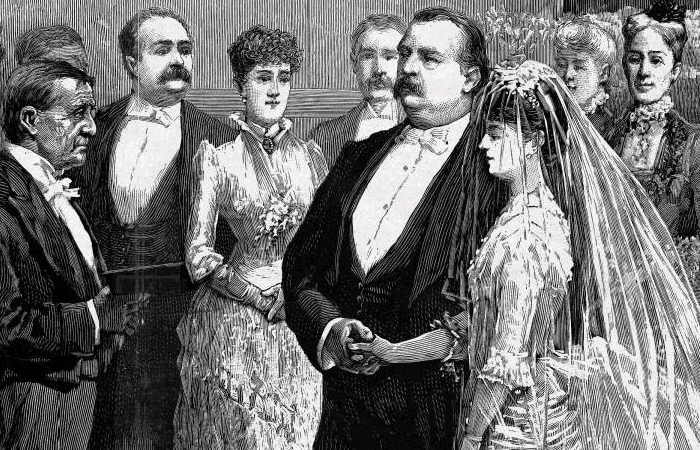 Drawing of President Grover Cleveland's wedding to Frances Folsom on June 2, 1886. (Public Domain)