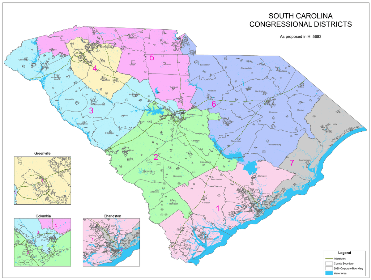 South Carolina Republican lawmakers proposed this new U.S. congressional map to take effect before the 2026 midterms. (South Carolina General Assembly)