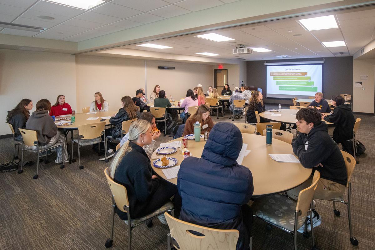 Students participate in the Bridging the Divide event at the University of Wisconsin, Oshkosh, on April 30, 2026. (Daniel Kramer for The Epoch Times)
