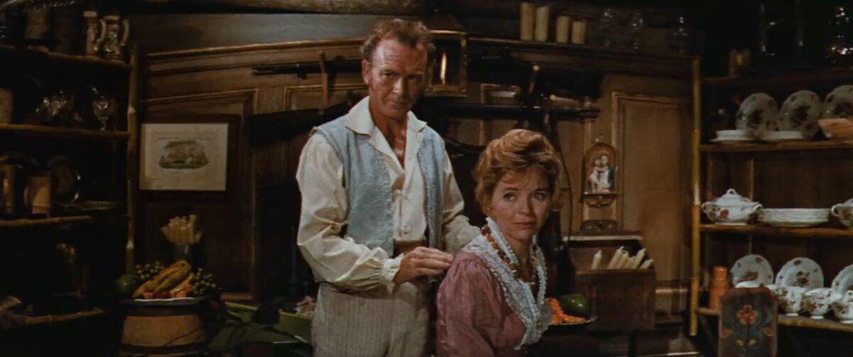 Father Robinson (John Mills) and Mother (Dorothy McGuire), in "Swiss Family Robinson." (Walt Disney Pictures)
