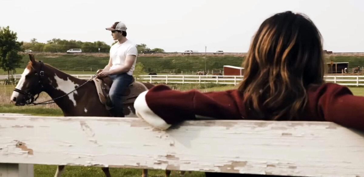 Blake (Luke LeBrun) rides a horse named Ruby as Joy (Ava Justin) looks on, in “Joy of Horses.” (GJW+)