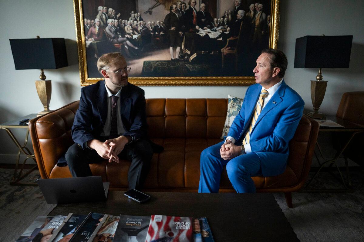 Louisiana Gov. Jeff Landry speaks during an exclusive interview with The Epoch Times in Washington on May 21, 2026. (Madalina Kilroy/The Epoch Times)