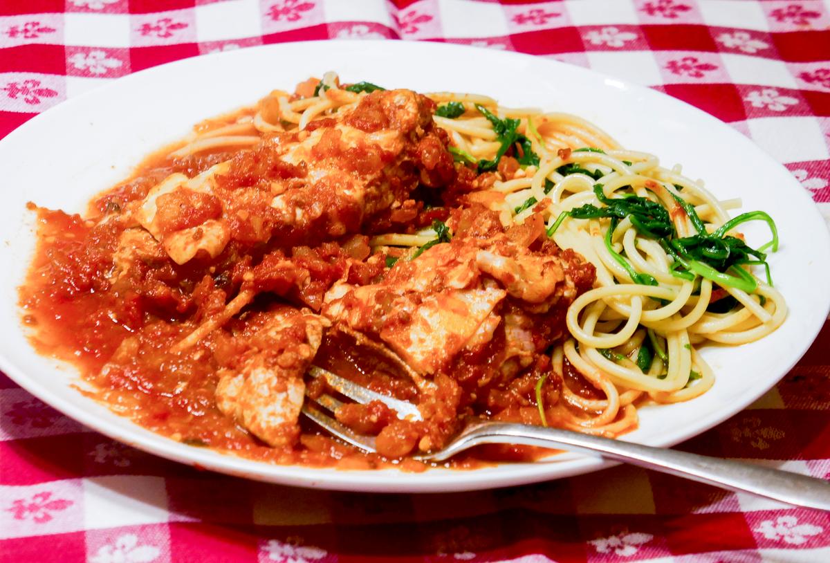 Pork Parmesan With Spaghetti and Peppery Arugula