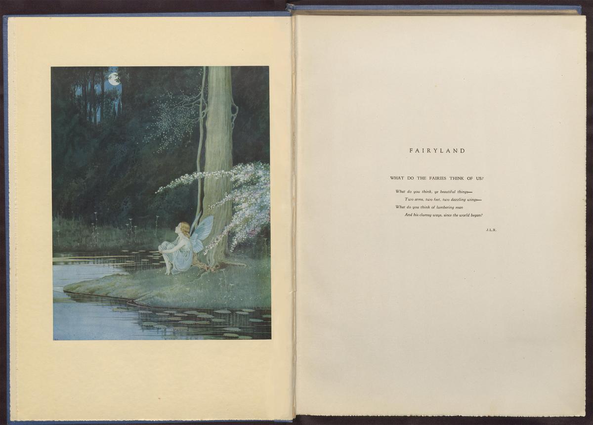 Frontispiece with illustrated plate "The Nightingale" from "Fairyland,” 1926, by Ida Rentoul Outhwaite. Internet Archive. (Public Domain)