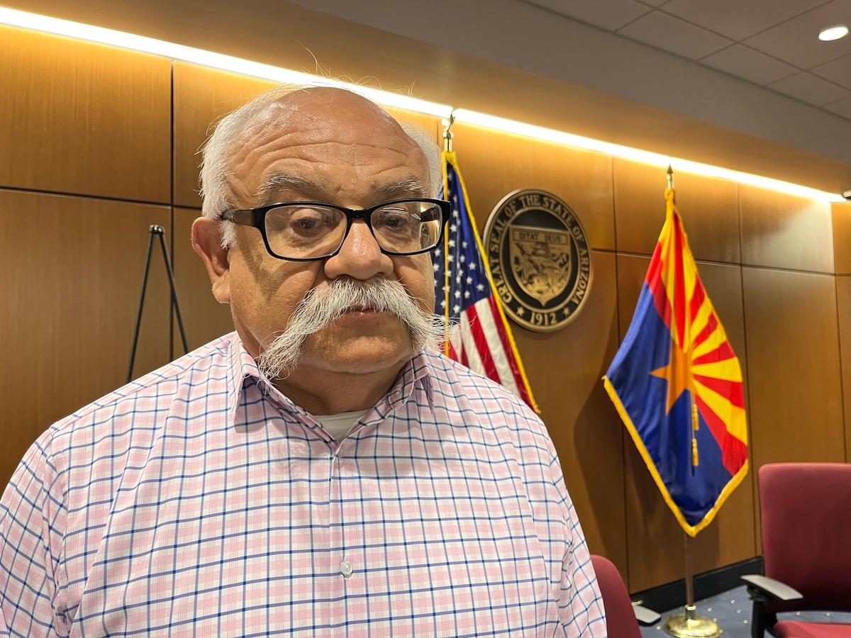 Angel grandparent Fernando Basurto, following a panel discussion on illegal immigration, drug trafficking, and cartel violence in Phoenix, Ariz., on May 28, 2026. (Allan Stein/The Epoch Times)