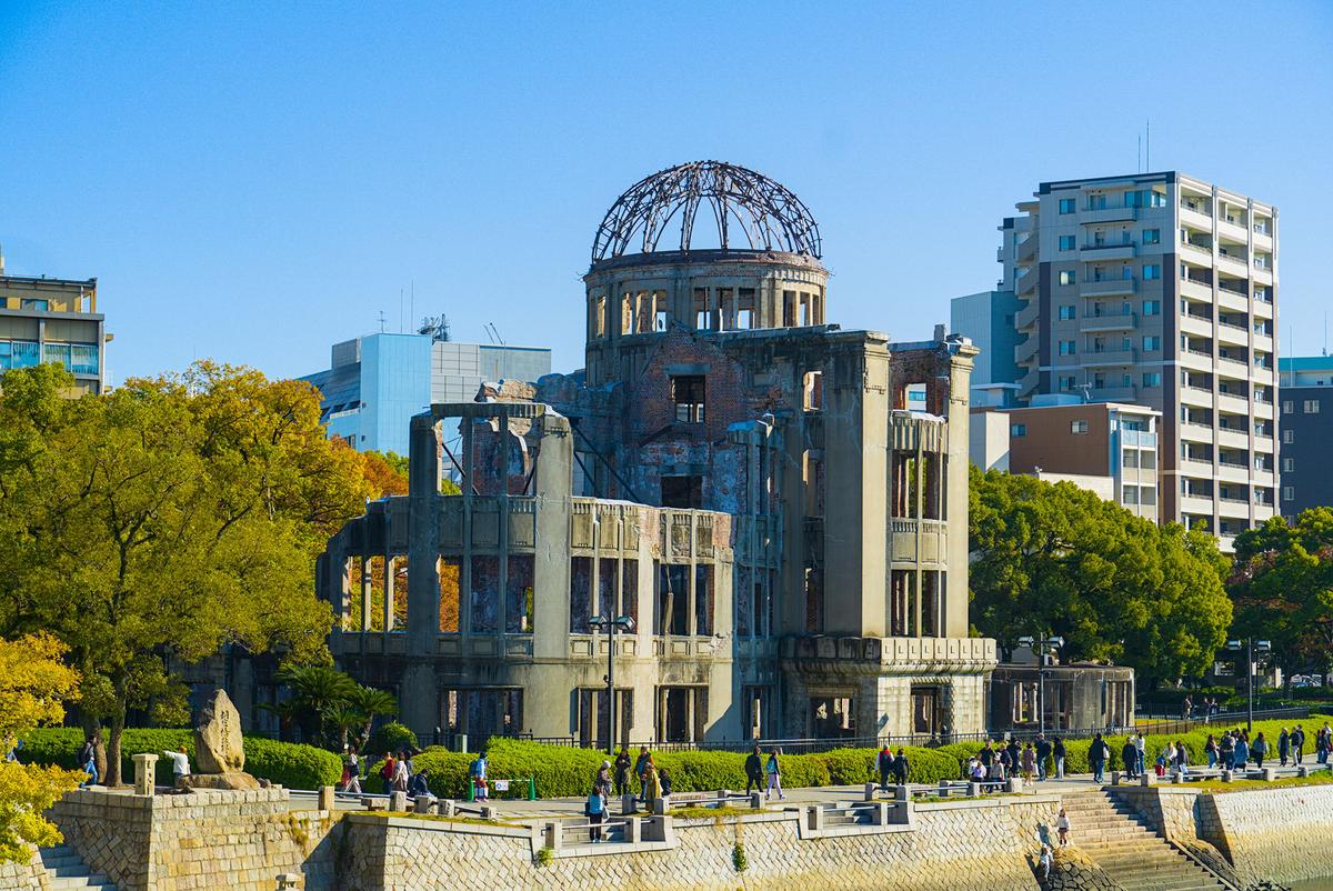 Genbaku Dome remains partially standing near the hypocenter of the atomic blast of 1945. Today, it serves as a memorial to victims of the bombing and as a symbol of peace. (Pixel Professional/Getty Images)