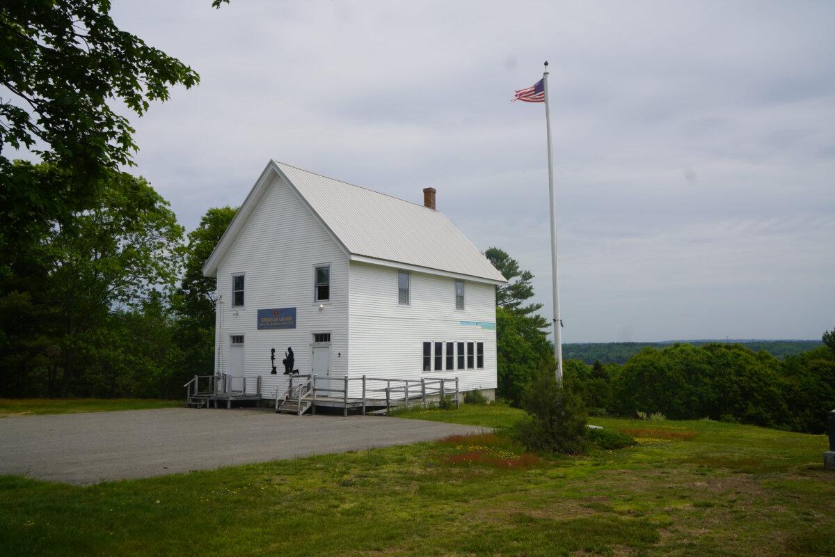 An American Legion Post building overlooks the Penobscot River in Stockton Springs, Maine, on June 6, 2026. (Nathan Worcester/The Epoch Times)