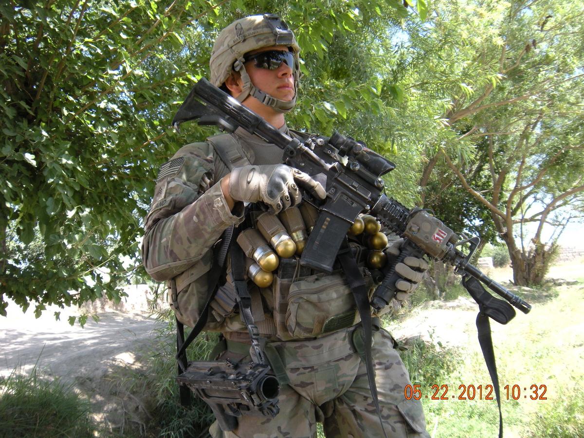 Army Sgt. Padge Mattaliano dressed in battle gear in 2012. (Courtesy of Padge Mattaliano)