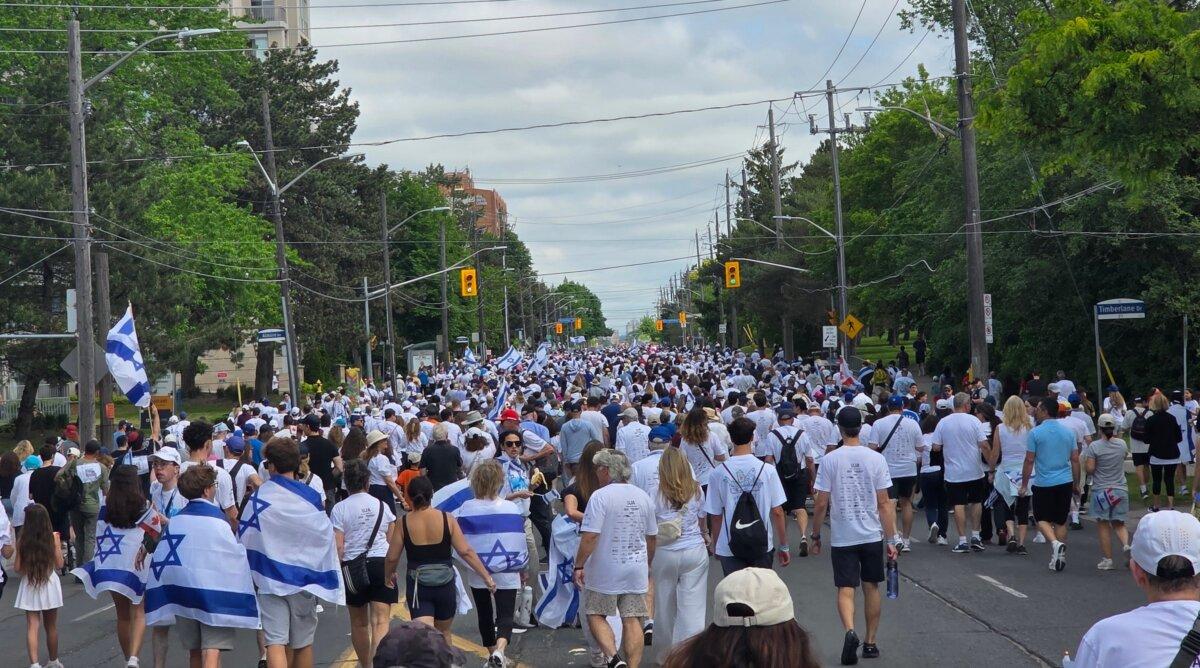 People take part in the annual Walk With Israel event in Toronto on June 7, 2026. (Courtesy Adam Hummel)