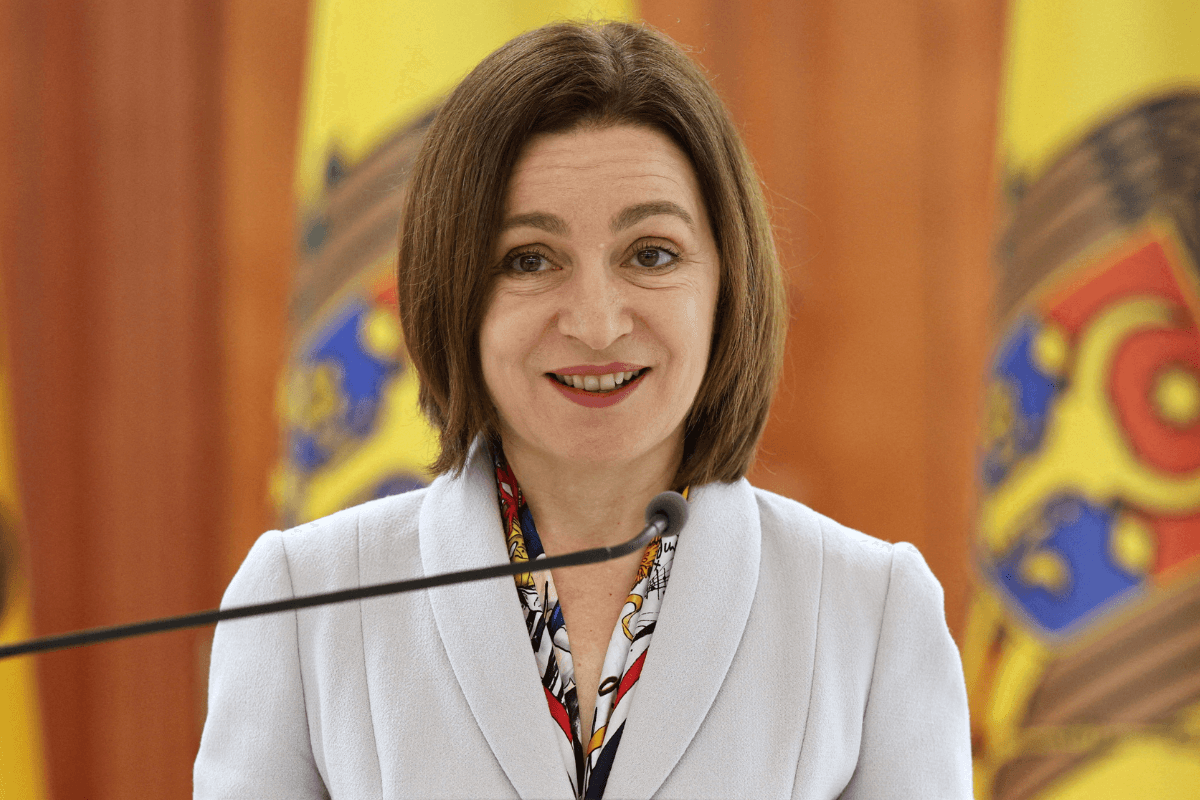 Moldovan President Maia Sandu attends a joint press conference with EU High Representative for Foreign Affairs and Security Policy and Vice-President of the European Commission Kaja Kallas following their meeting in Chisinau, Moldova, on May 8, 2026. (Vladislav Culiomza/Reuters)