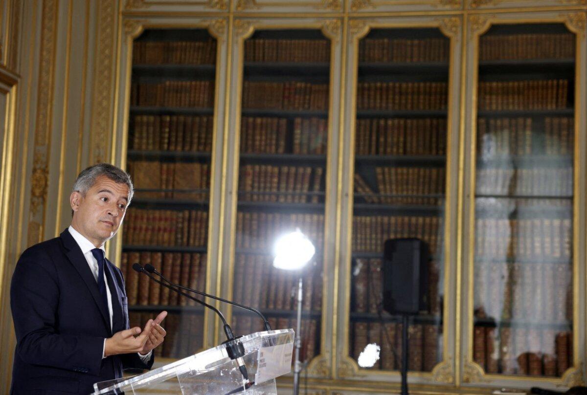 French Justice Minister Gerald Darmanin speaks during a press conference at the Ministry of Justice in Paris on June 8, 2026. (Gonzalo Fuentes/Reuters)