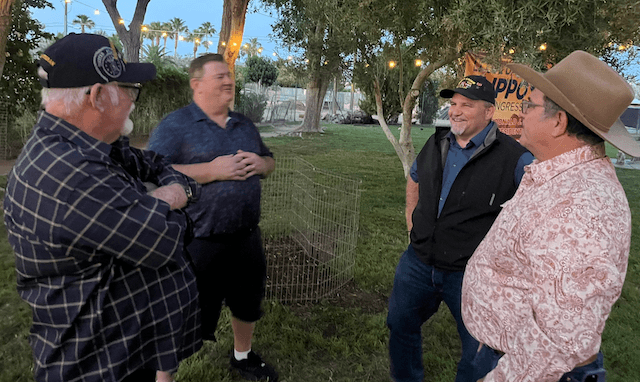 Republican Congressional District 2 June 9 Primary winner David Flippo speaks with voters at a May 23 campaign event near Reno. (Flippo For Nevada)