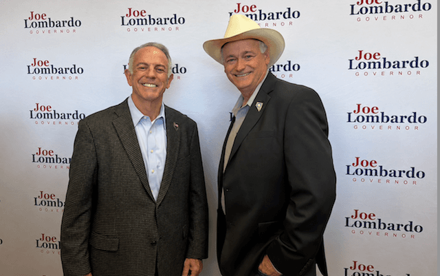 Fourth-generation rancher James Settelmeyer was President Donald Trump’s 2020 campaign manager and had garnered endorsements from retiring eight-term Rep. Mark Amodei (R-Nevada) and Republican Gov. Joe Lombardo—here at a 2026 campaign event in Reno—but lost his frontrunner status when the president called on Nevada Congressional District 2 voters to cast their June 9 primary ballots for David Flippo. (James Settelmeyer For Nevada)
