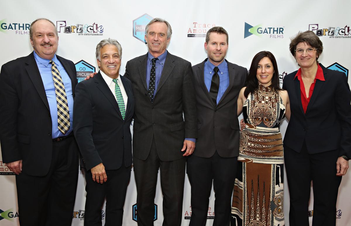 Brian Hooker (L) stands with Robert F. Kennedy Jr. (3rd L) and others at the screening of "Trace Amounts" at the New York University School of Law in New York City on March 24, 2015. (Cindy Ord/Getty Images for Trace Amounts)
