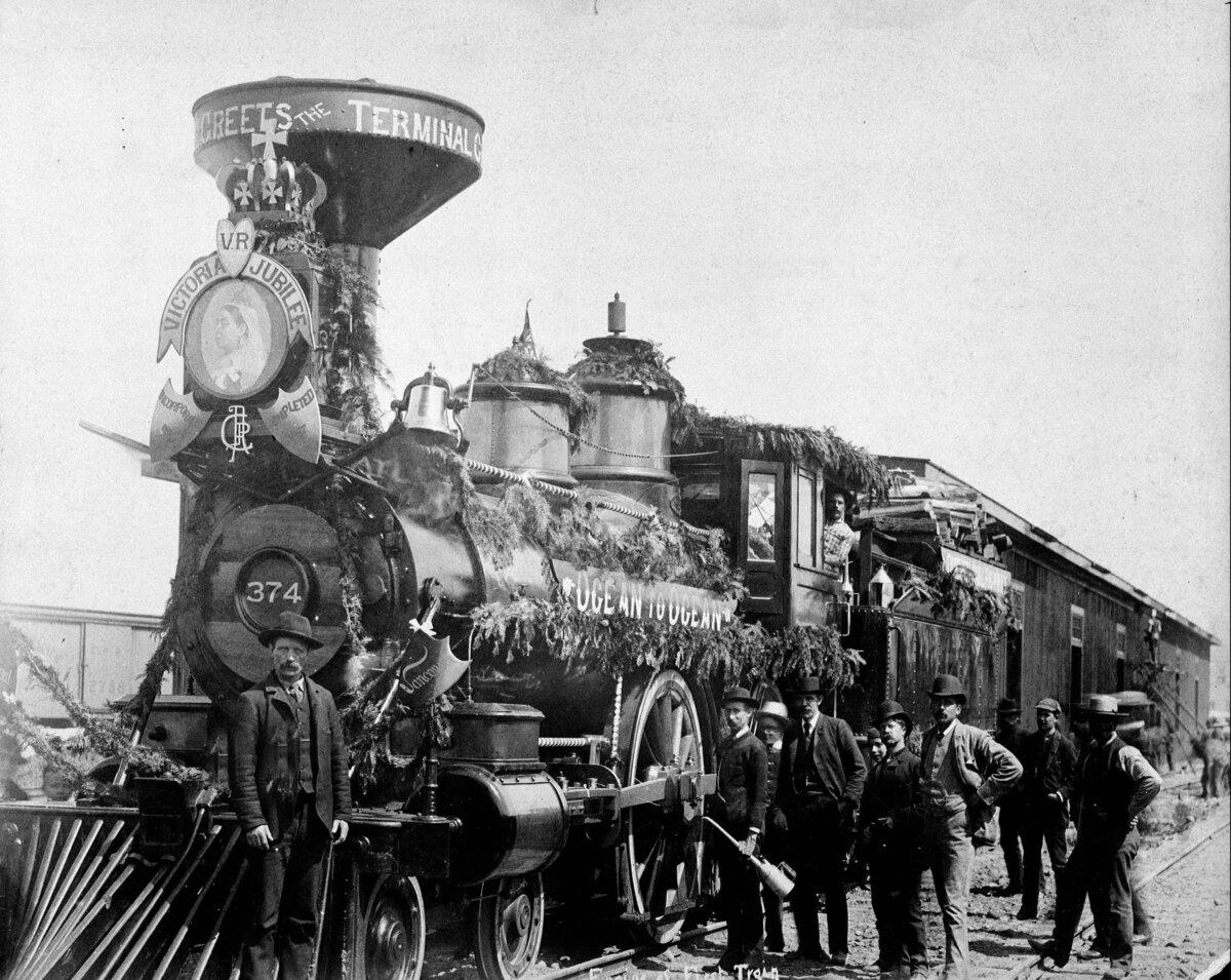 Canadian Pacific Railway locomotive 374, the first passenger train to Vancouver, arriving on May 23, 1887. (CP Photo)