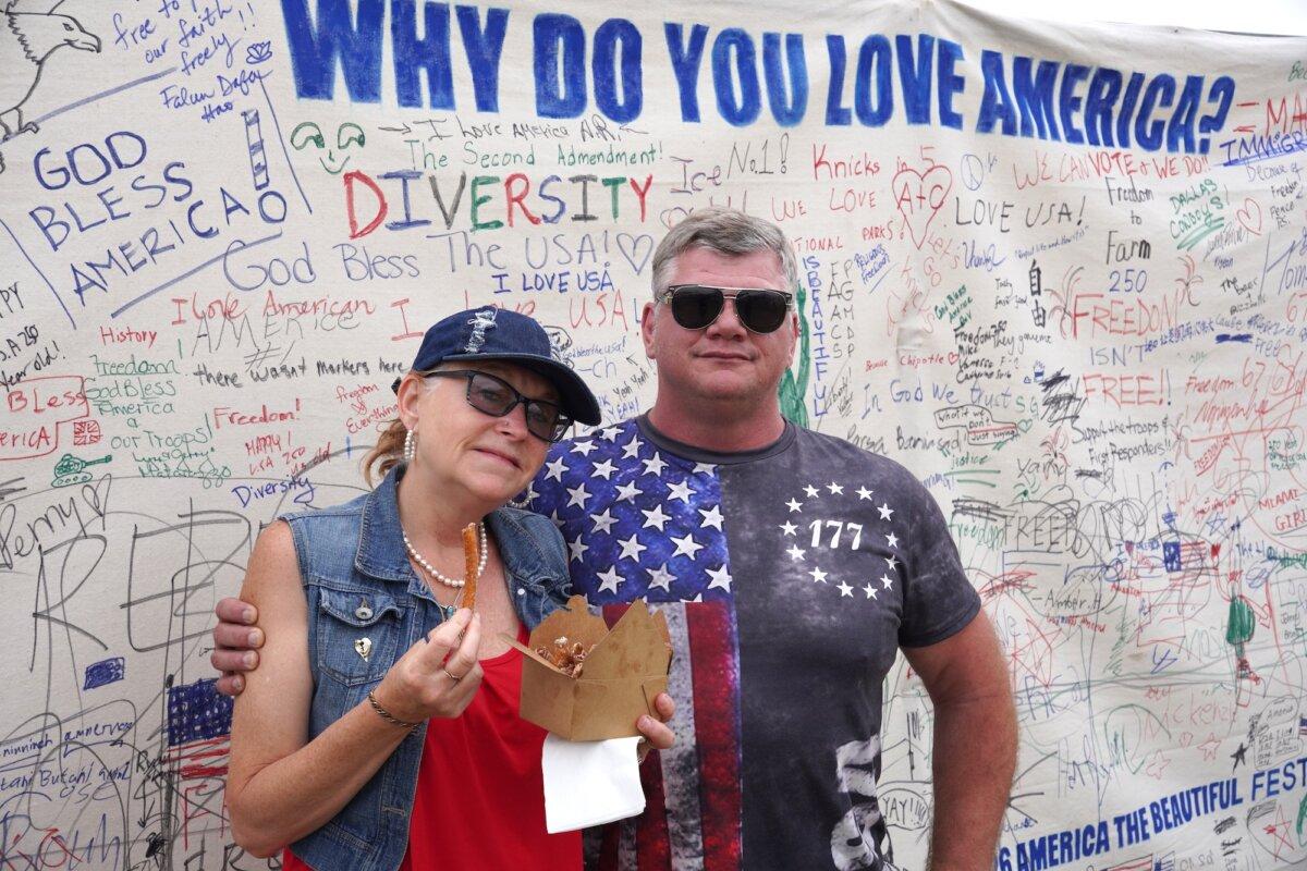 Tony and Jason Thatcher at the America the Beautiful festival in Port Jervis, N.Y., on June 14, 2026. (Oliver Mantyk/The Epoch Times)