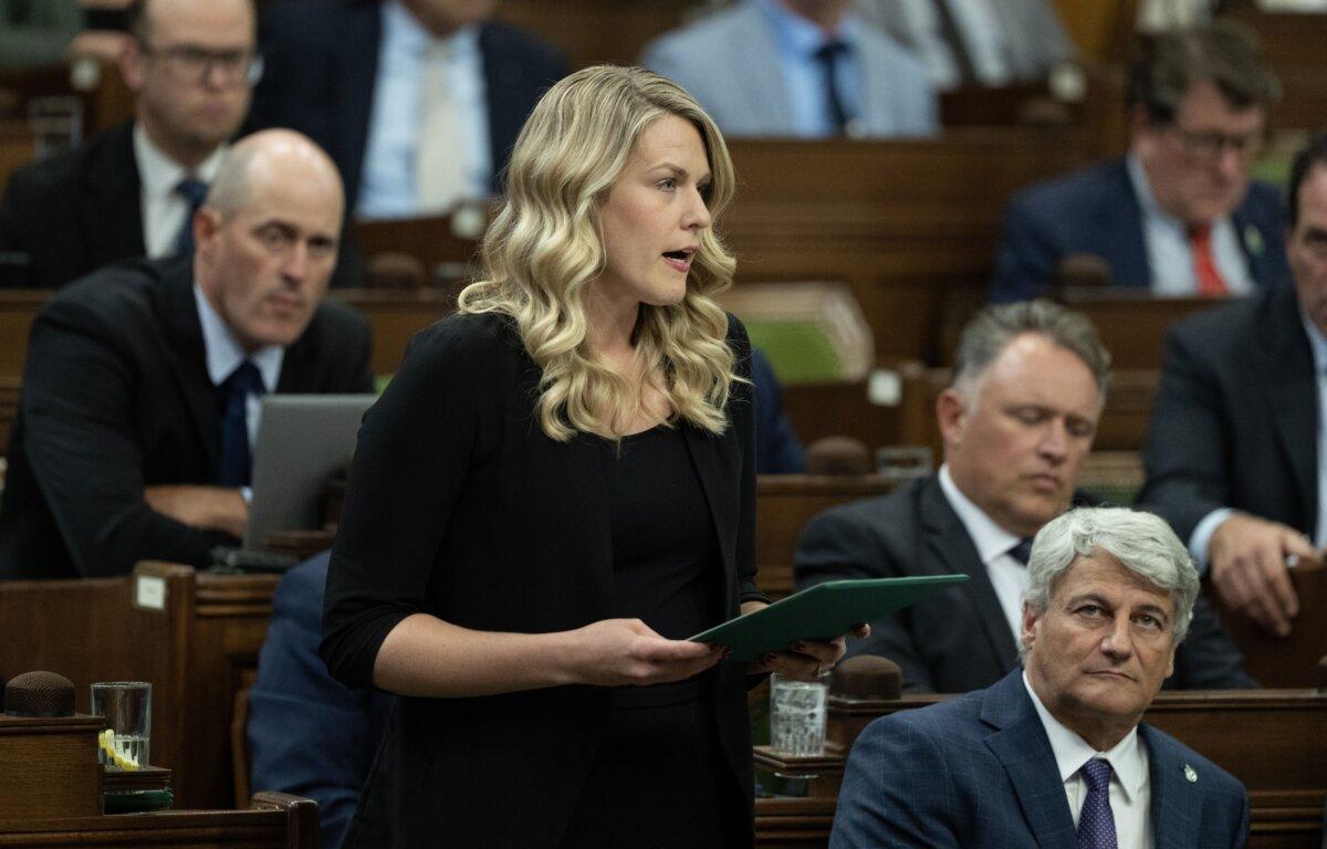 Conservative MP for Lethbridge Rachael Thomas rises a delivers a statement before question period, on Parliament Hill in Ottawa on Sept. 15, 2025. (The Canadian Press/Adrian Wyld)