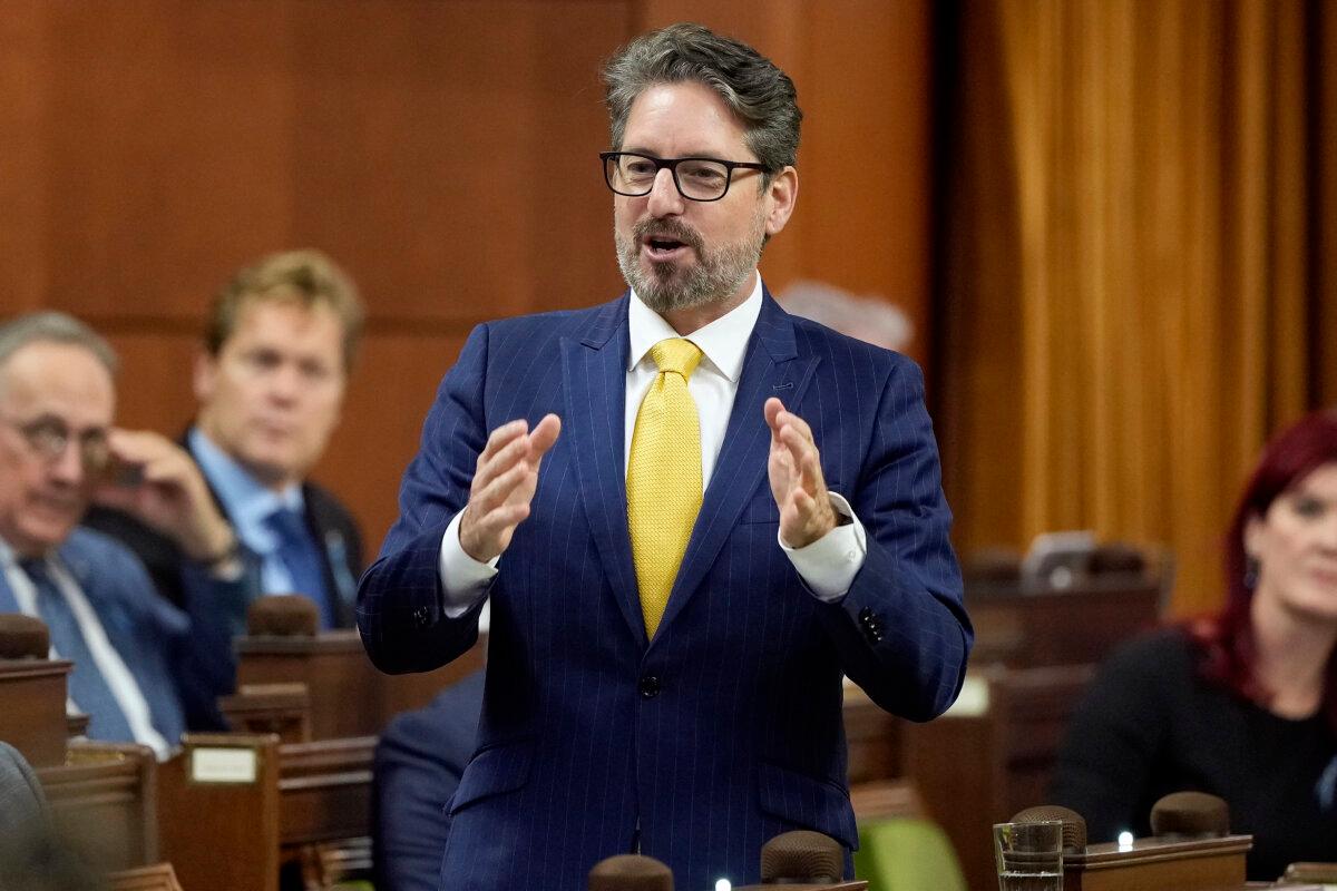 MP for Dufferin-Caledon Kyle Seeback rises during Question Period on Parliament Hill in Ottawa on Nov. 20, 2025. (The Canadian Press/Adrian Wyld)