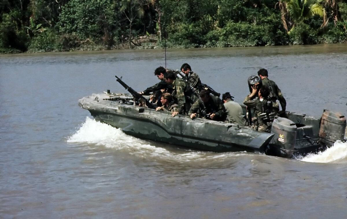 Navy SEALs on patrol in the Mekong Delta. Chris Walker embodies the traits of Navy SEALS everywhere. (Public Domain)