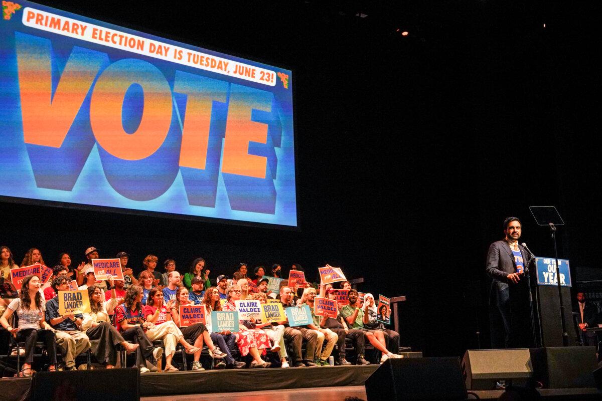New York City Mayor Zohran Mamdani speaks during a get out the vote rally ahead of New York's primary election in the Brooklyn borough of New York City on June 18, 2026. (AP Photo/Ryan Murphy)