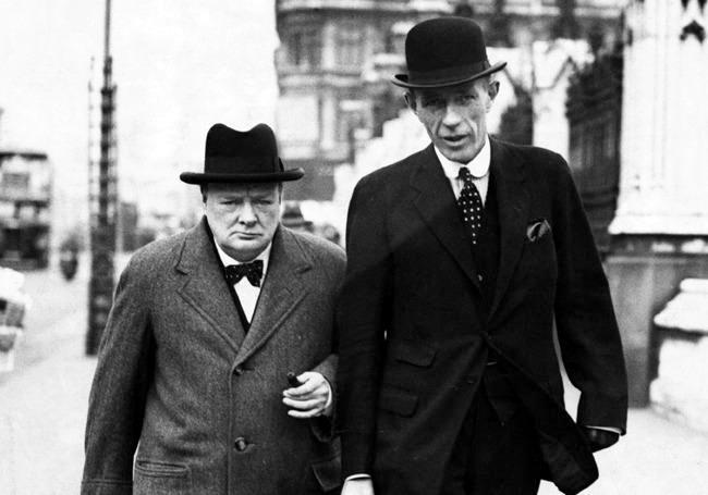 Lord Halifax and Winston Churchill in London in 1938. (Public Domain)