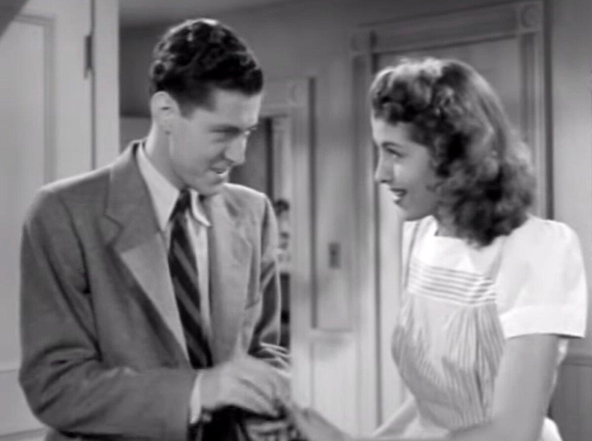 Al Sullivan (Edward Ryan) talks with his sister, Genevieve (Trudy Marshall), in “The Fighting Sullivans.” (GJW+)