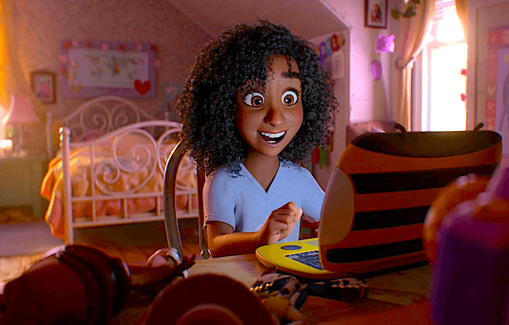 Blaze Manoukian (voiced by Mykal-Michelle Harris) on her tablet, in "Toy Story 5." (Walt Disney Studios Motion Pictures)