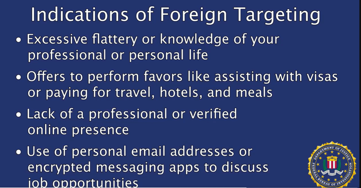 Indications of Foreign Targeting. (Courtesy of FBI Norfolk)