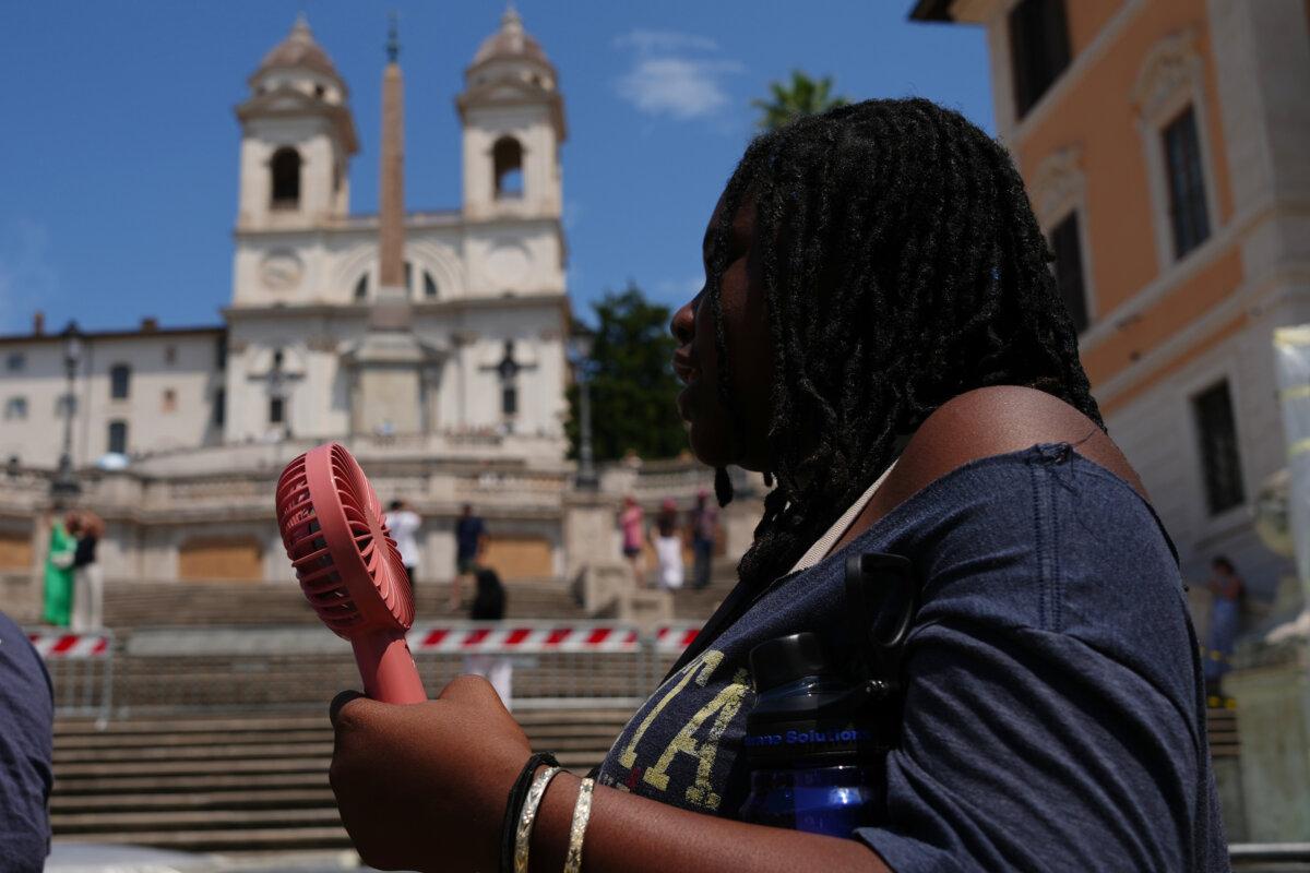 A woman visits the historical Spanish steps in Rome on June 23, 2026. (Alessandra Tarantino/AP Photo)