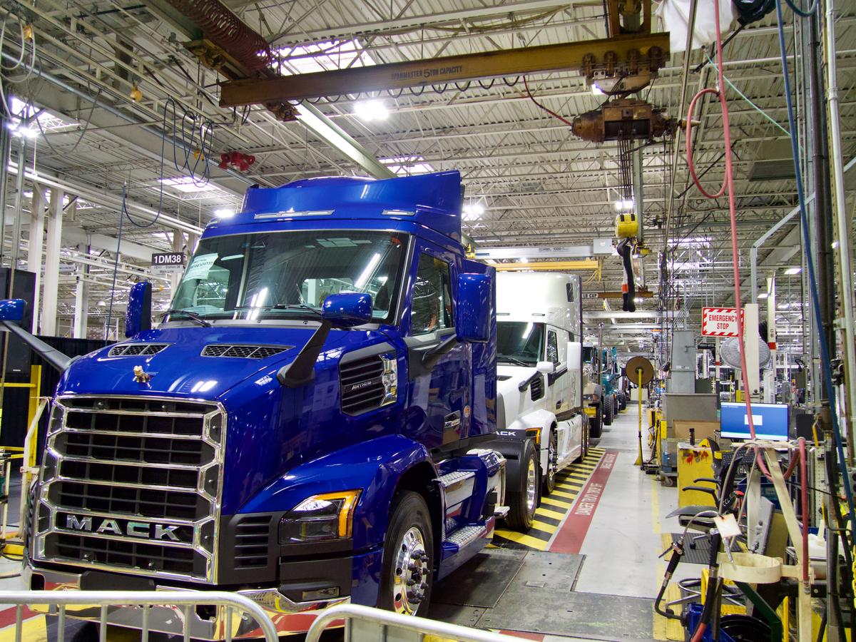 President Donald Trump speaks at Mack Trucks' Lehigh Valley Operations in Macungie, Pa., on June 23, 2026. (Travis Gillmore/The Epoch Times)