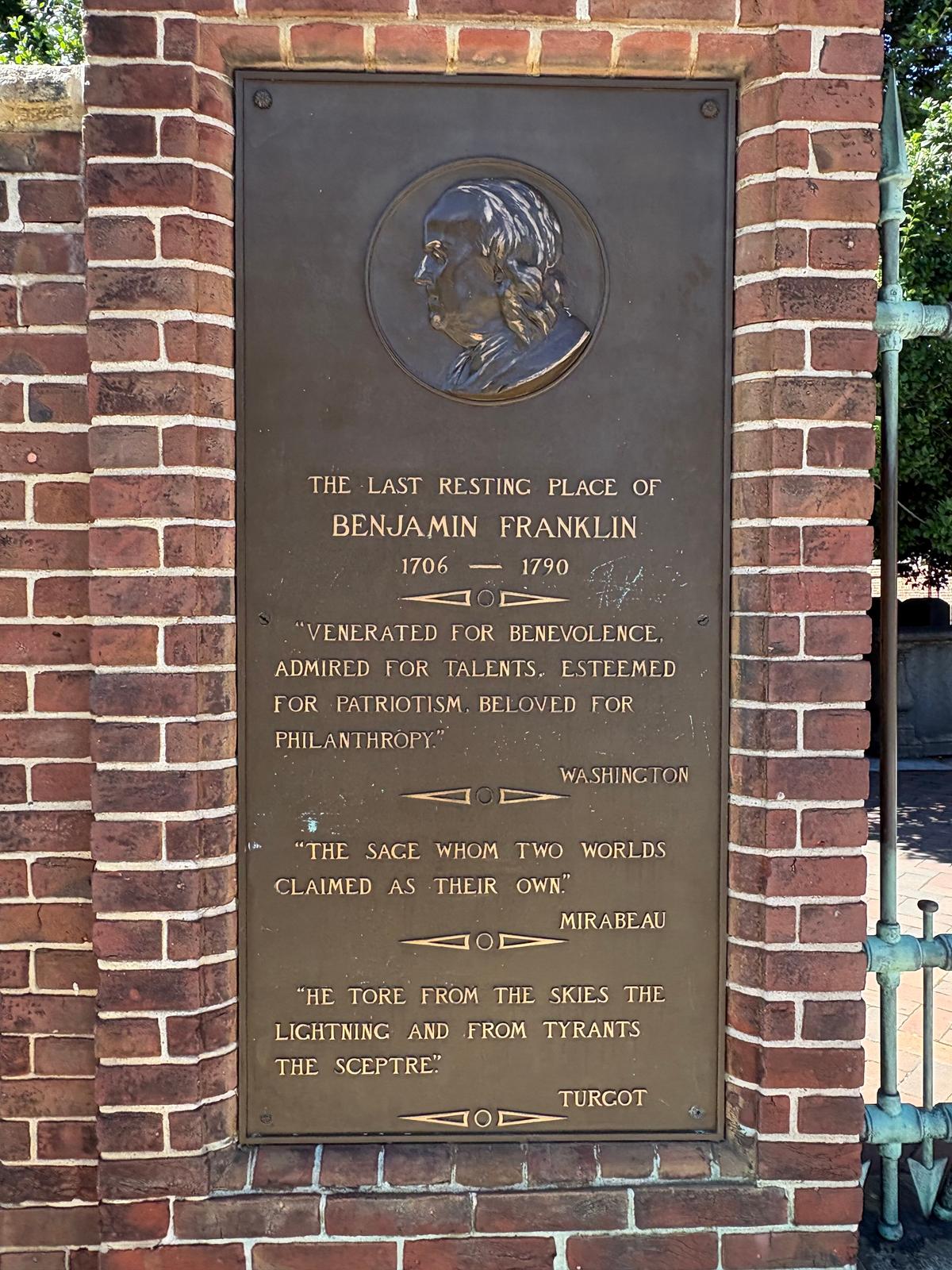 Benjamin Franklin was buried just blocks from his Philadelphia home. (Deena Bouknight)
