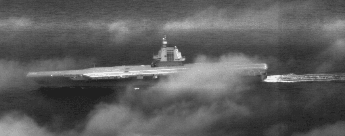 Chinese Carrier Fujian Passes Through Taiwan Strait During Military Drills