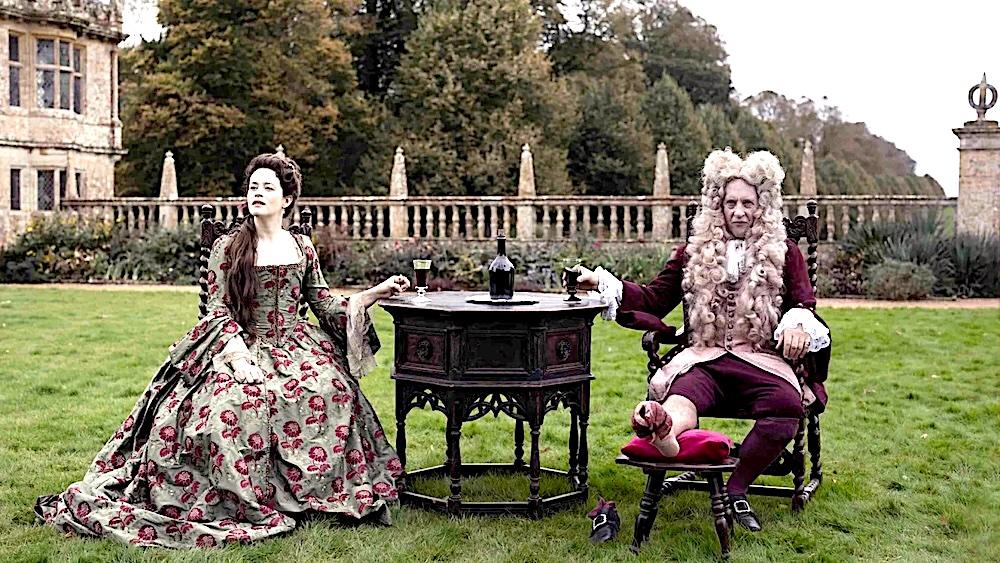 Lady Savage (Claire Foy) and Sir Chauncey Savage (Richard E. Grant ) take some tea, in "Savage House." (Dean Rogers/Paramount Picture)