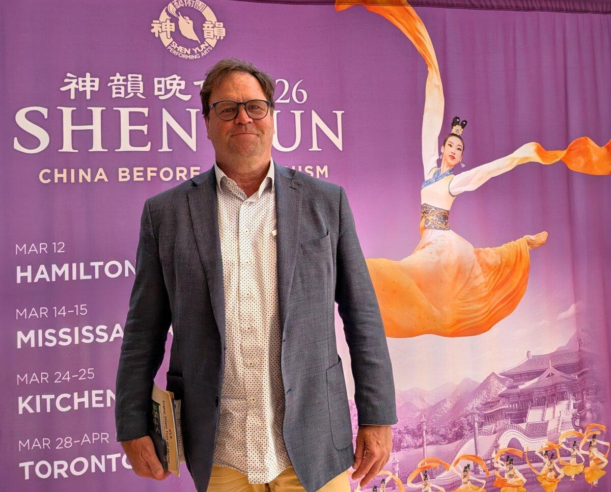 Dean Baxendale, a publisher, enjoyed Shen Yun Performing Arts at the Four Seasons Centre for the Performing Arts in Toronto on June 28, 2026. (Allen Zhou/The Epoch Times)