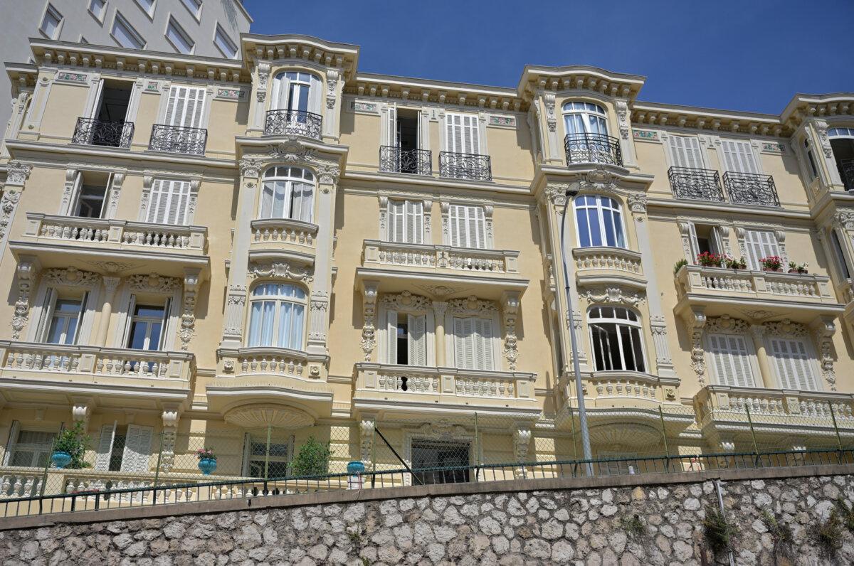 A view of the residential building where an explosive device seriously injured Vadym Iermolaiev, his wife, and his son, in Monaco on June 30, 2026. (Philippe Magoni/AP)