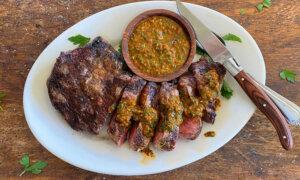Ribeye Steaks With Roasted Red Pepper Chermoula Sauce