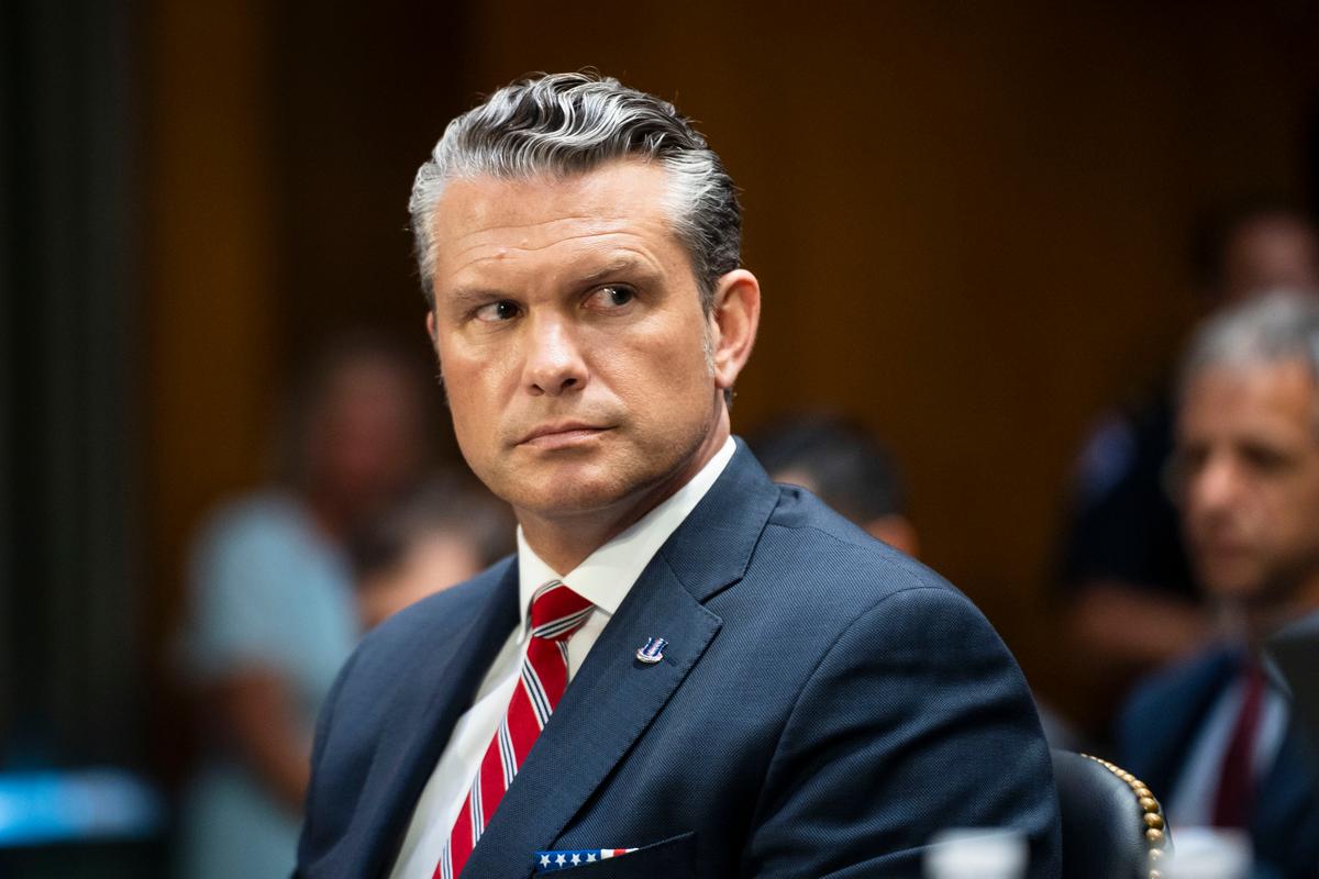 Secretary of War Pete Hegseth testifies before the Senate Committee on Appropriations in Washington on July 21, 2026. (Madalina Kilroy/The Epoch Times)