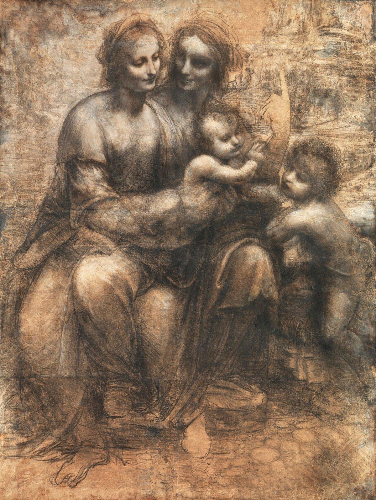 “The Burlington House Cartoon,” 1506-1508, by Leonardo da Vinci. Leonardo’s monumental charcoal and red chalk drawing at London’s National Gallery is similar to the one that inspired me aged 11.  (Rawpixel.com/Shutterstock)